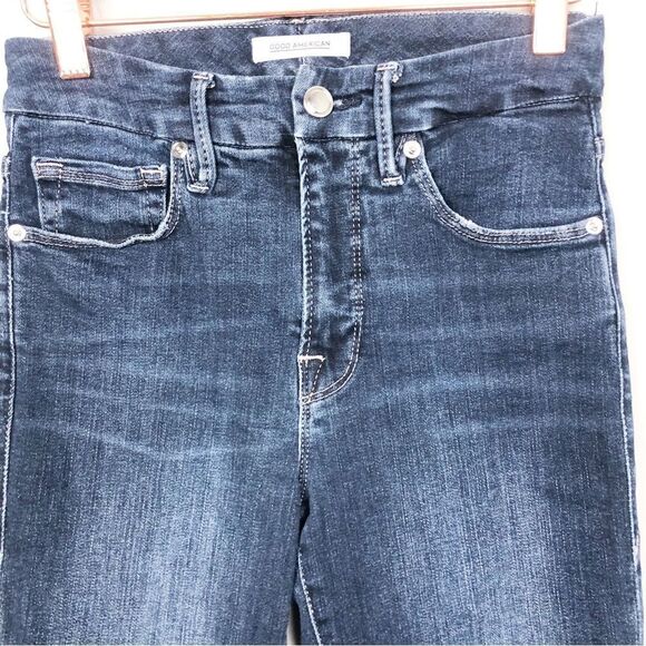 GOOD AMERICAN | Good Legs Crop Dark Wash Blue260 Skinny Jeans Women’s Size 0/25 - Picture 4 of 11